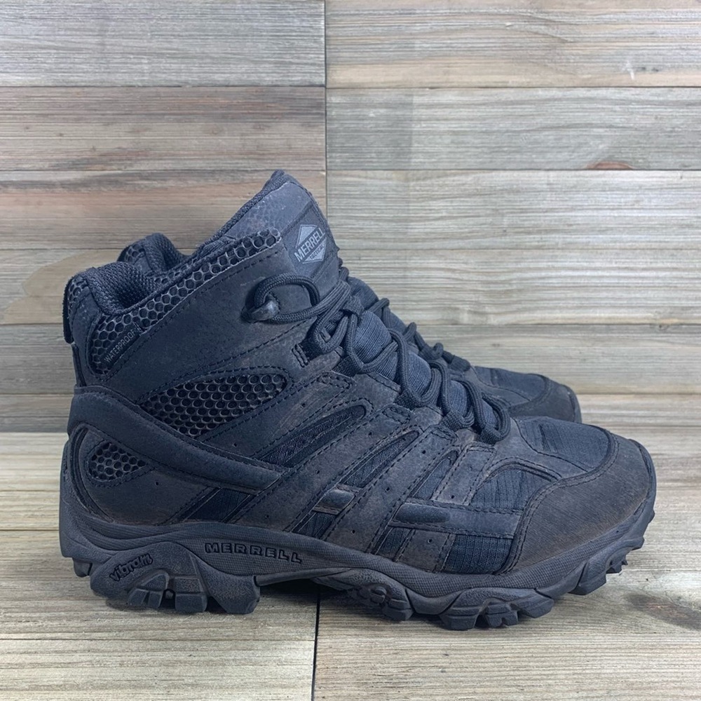Merrell Moab 2 Mid Tactical Black Waterproof Boots Mens Size 7 Womens 8.5 Shoes